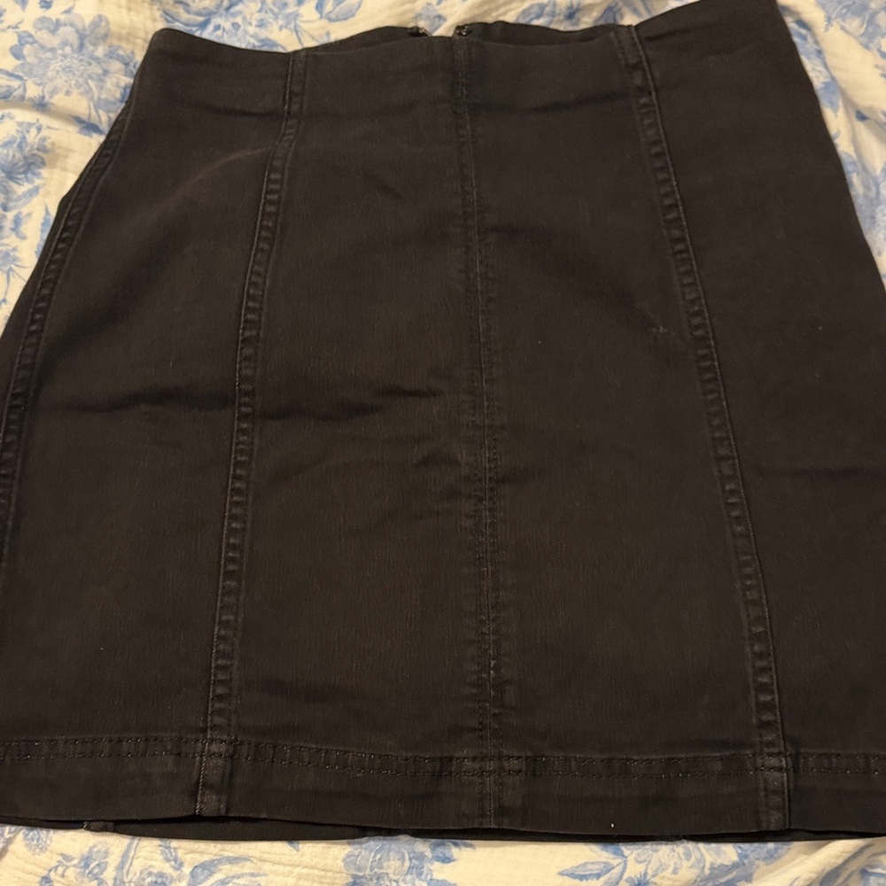 Free People Black Denim Panel Mini Skirt